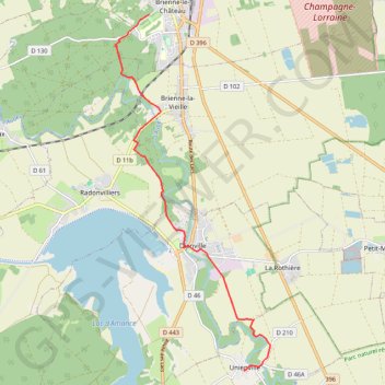 Trace GPS De Brienne-le-Château à Unienville (Chemin de Compostelle), itinéraire, parcours