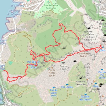 Trace GPS Le Sommet de Béouveyre depuis la Calanque des Trous, itinéraire, parcours