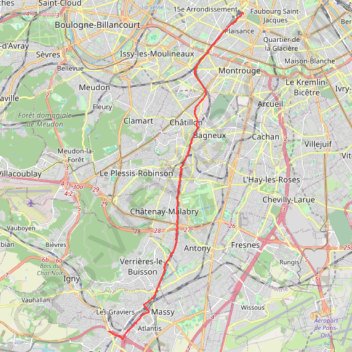 Trace GPS Paris Massy, itinéraire, parcours