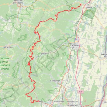 Trace GPS TMV® Traversée du Massif des Vosges à VTT - Châtenois - Thann, itinéraire, parcours
