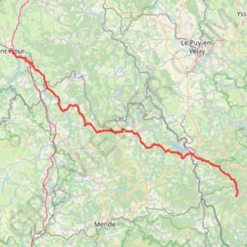 Trace GPS GR4 De Saint Flour (Cantal) à Loubaresse (Ardèche), itinéraire, parcours