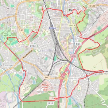 Trace GPS Circuit du siège de Belfort, itinéraire, parcours