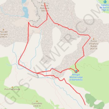 Trace GPS Pic de Robiñera par l'arête SE depuis Chisagüès, itinéraire, parcours