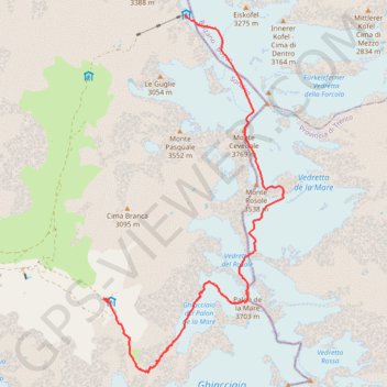 Trace GPS Casati-Monte Cevedale-Palon de la Mare-Branca, itinéraire, parcours