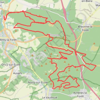 Trace GPS Rando Milly-la-Forêt, itinéraire, parcours