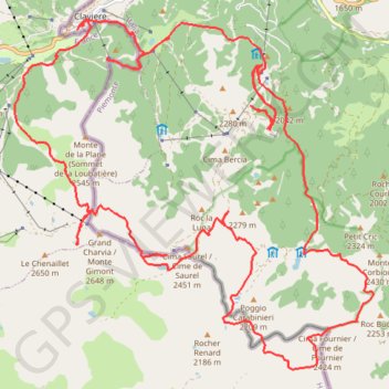 Trace GPS Clavière (Italie) près de Montgenèvre, itinéraire, parcours