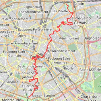 Trace GPS Paris nord - sud, itinéraire, parcours