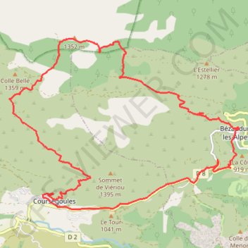 Trace GPS Coursegoule vtt, itinéraire, parcours