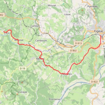 Trace GPS Figeac - Corn - Chemin de Saint-Jacques-de-Compostelle, itinéraire, parcours