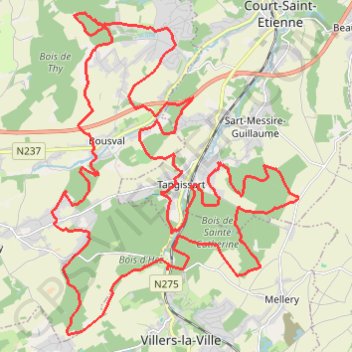 Trace GPS Bois de Sainte-Catherine, du Sartage, de Sart des Dames et d'Hez, itinéraire, parcours