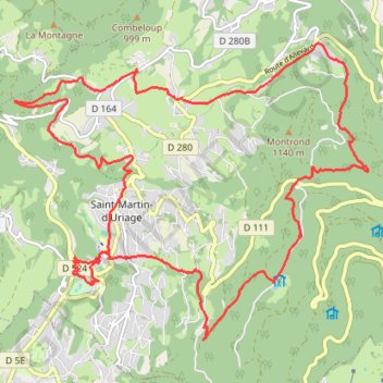 Trace GPS Aux Seiglières - Uriage-les-Bains, itinéraire, parcours