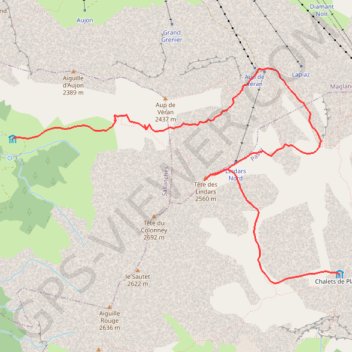 Trace GPS Du refuge de Véran aux chalets de Platé par la cheminée de Monthieu, itinéraire, parcours