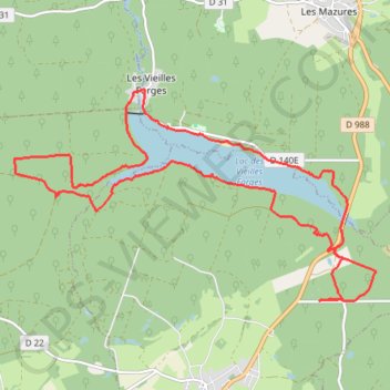 Trace GPS Tour du Lac des Vieilles Forges et ardoisières, itinéraire, parcours