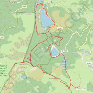 Trace GPS Hautes-Huttes - Les lacs, itinéraire, parcours