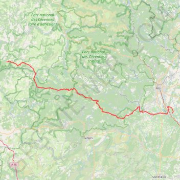 Trace GPS GR6 De Saint-Pierre-des-Tripiers (Lozère) à Ners (Gard), itinéraire, parcours