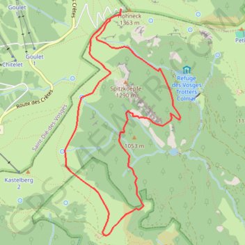 Trace GPS Du Hohneck au Kastelberg par les Spietzkoepfe et le Sentier des Névées, itinéraire, parcours