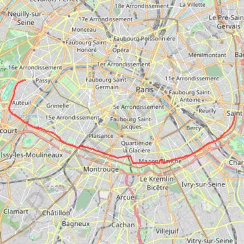 Trace GPS Ligne de petite ceinture de Paris (dont 5 sections ouvertes au public), itinéraire, parcours