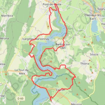 Trace GPS Lac de Vouglans nord - La Tour-du-Meix, itinéraire, parcours
