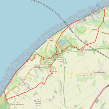 Trace GPS Les Noires Mottes - Sangatte, itinéraire, parcours