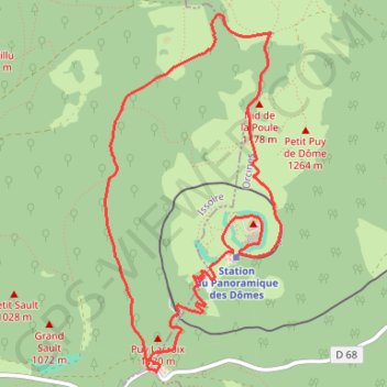 Trace GPS Le Puy de Dôme par le Chemin des Chèvres, itinéraire, parcours