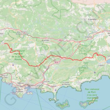 Trace GPS De la Sainte-Baume à la Méditerranée, itinéraire, parcours
