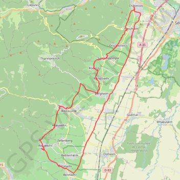 Trace GPS Riquewihr - Kintzheim - Riquewihr, itinéraire, parcours