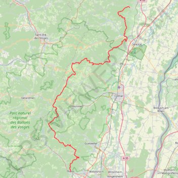 Trace GPS De Andlau à Thann sur le GR 5, itinéraire, parcours