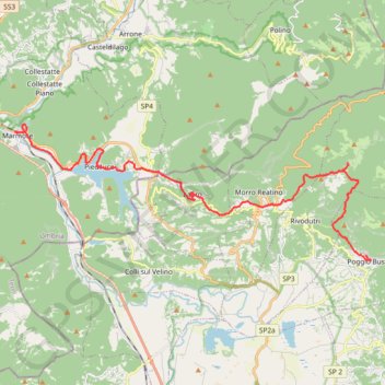 Trace GPS Marmore-Poggio Bustone, itinéraire, parcours