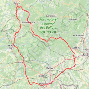 Trace GPS Boucle Onans-Epinal, itinéraire, parcours