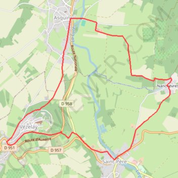 Trace GPS Autour de Vézelay, itinéraire, parcours