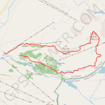 Trace GPS Tuc de Baciver depuis parking Ory (Baqueirat-Beret), itinéraire, parcours
