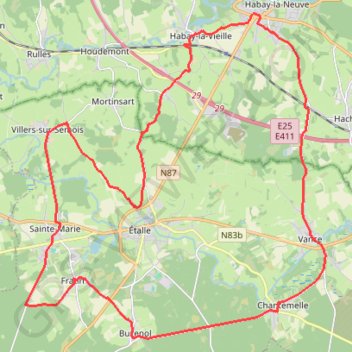 Trace GPS LA DEREN CYCLO 36km, itinéraire, parcours