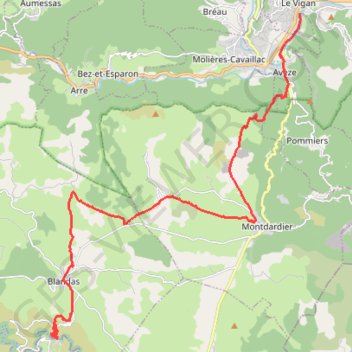 Trace GPS Mon parcours - Chemin de Saint-Guilhem-le-Désert, du Vigan à Saint-Guilhem-le-Désert, itinéraire, parcours