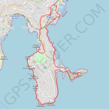 Trace GPS Giro di Cap Ferrat, itinéraire, parcours