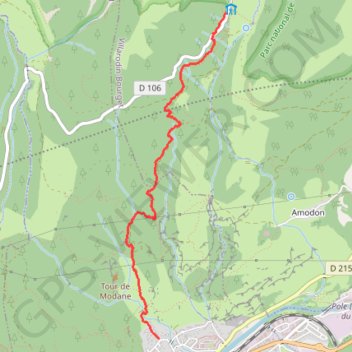 Trace GPS Refuge de l'orgère depuis Modane, itinéraire, parcours
