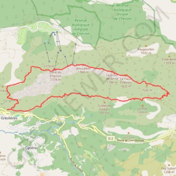 Trace GPS Traversée de la Montagne du Cheiron depuis les Hautes Gréolières, itinéraire, parcours