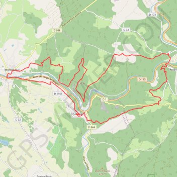 Trace GPS Bruniquel - Montricoux, Cabéou, Penne, itinéraire, parcours