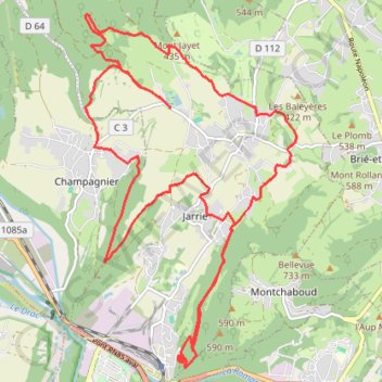 Trace GPS Champagnier, itinéraire, parcours