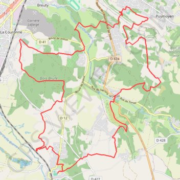 Trace GPS Mouthiers sur Boeme 32 kms, itinéraire, parcours