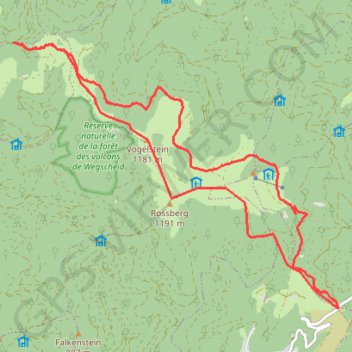 Trace GPS Col de Hundsruck, Belacker, col de Rimbach, Rossberg, itinéraire, parcours