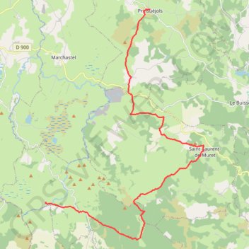 Trace GPS Prinsuéjols - Refuge Buron des Rajas, itinéraire, parcours