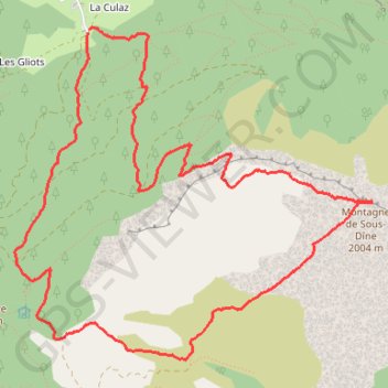 Trace GPS Montagne de Sous-Dine, itinéraire, parcours