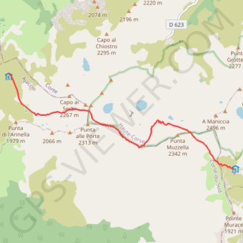 Trace GPS GR20 Petra Piana-Manganu, itinéraire, parcours