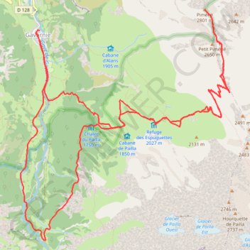 Trace GPS Pic Piméné en boucle par le Cirque de Gavarnie, itinéraire, parcours