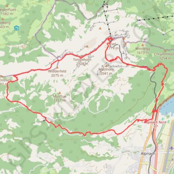 Trace GPS Pilatus en boucle depuis Alpnachstad, itinéraire, parcours