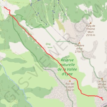 Trace GPS Vallée d'Eyne, Pic d'Eyne, itinéraire, parcours