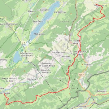Trace GPS GR5 Les Fourgs - LES VILLEDIEU, itinéraire, parcours