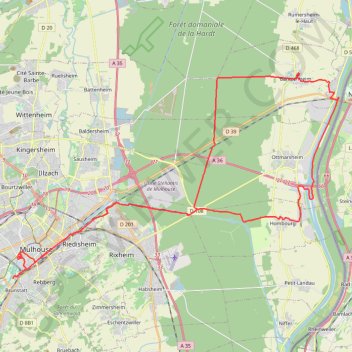 Trace GPS Mulhouse Bantzenheim, itinéraire, parcours