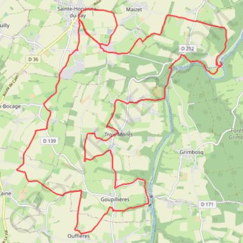 Trace GPS Autour de Trois-Monts - Sainte-Honorine-du-Fay, itinéraire, parcours
