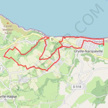 Trace GPS Urville-Nacqueville 50460, itinéraire, parcours